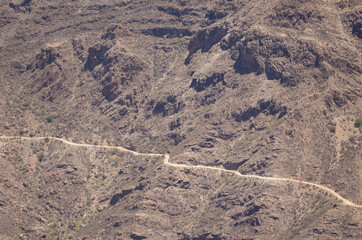 Dirt road in The Nublo Rural Park. Gran Canaria. Canary Islands. Spain.