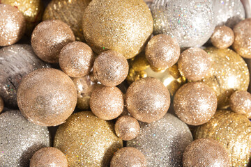 golden and silver balls. toys for christmas tree