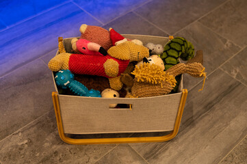 Dog toys in a basket - choose your favourite toy
