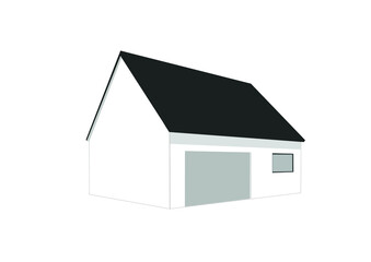 White house and gray roof. Vector image of a house with white light gray window walls and dark gray roof