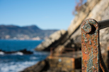 Fototapeta premium Sea walk of Zoagli in the Gulf of Tigullio, liguria, Italy.