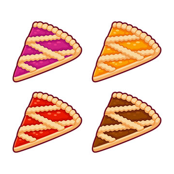 Lattice fruit pie illustration set