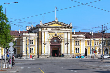 Front facade of the Belgrade-Glavna railway station building, Serbia