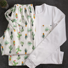 layout of women's nightwear, pajamas, delicate, beautiful, fashionable, comfortable
