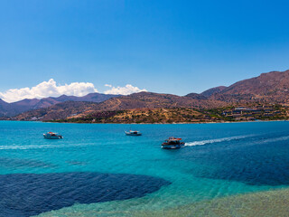 View from the island of Spinalonga / Kalydon to the landscape and coast of the island of Crete