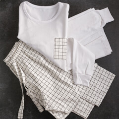 layout of women's nightwear, pajamas, delicate, beautiful, fashionable, comfortable