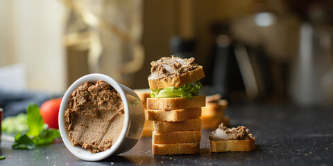 pate liver chicken or goose duck
meal fresh tasty snack top view copy space food background 