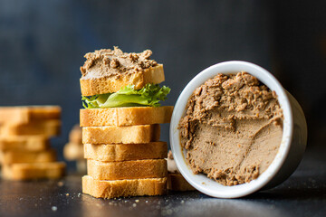 pate liver chicken or goose duck
meal fresh tasty snack top view copy space food background 