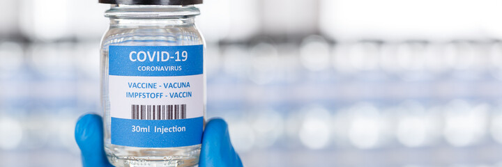 Coronavirus Vaccine bottle Corona Virus COVID-19 Covid vaccines copyspace copy space panoramic photo