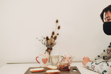 Masked Girl Waiting for Boyfriend
