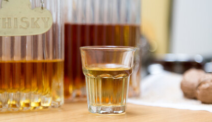 Liquor, nuts and wine, food and drink winter concepts