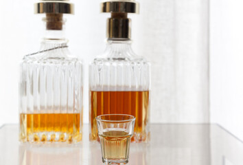 Alcoholic spirits and drinks concept background, with copy space