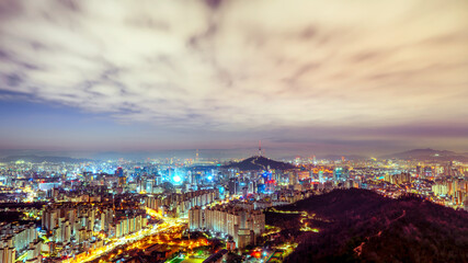 Night of Seoul City Skyline, The best view of South Korea.