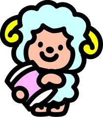 かわいいヒツジのキャラクター