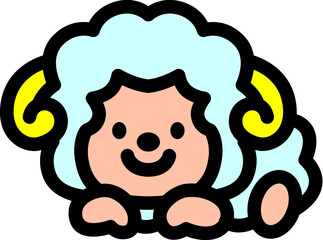 かわいいヒツジのキャラクター