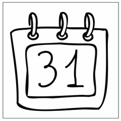 Doodle icons set in New Year and Christmas style. Drawn by hand. Color and black-and-white drawings. Elements for postcards, banners, festive website design. Vector isolated images.