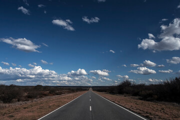 Route in the Pampas plain, Patagonia, Argentina