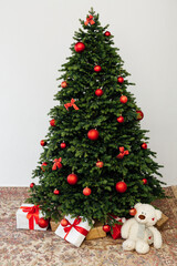 Christmas interior of the home Christmas tree presents the new year as a backdrop