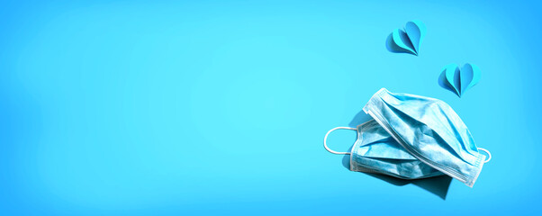 Medical worker appreciation theme with hearts and a face mask