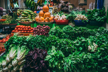 fruits and vegetables on market