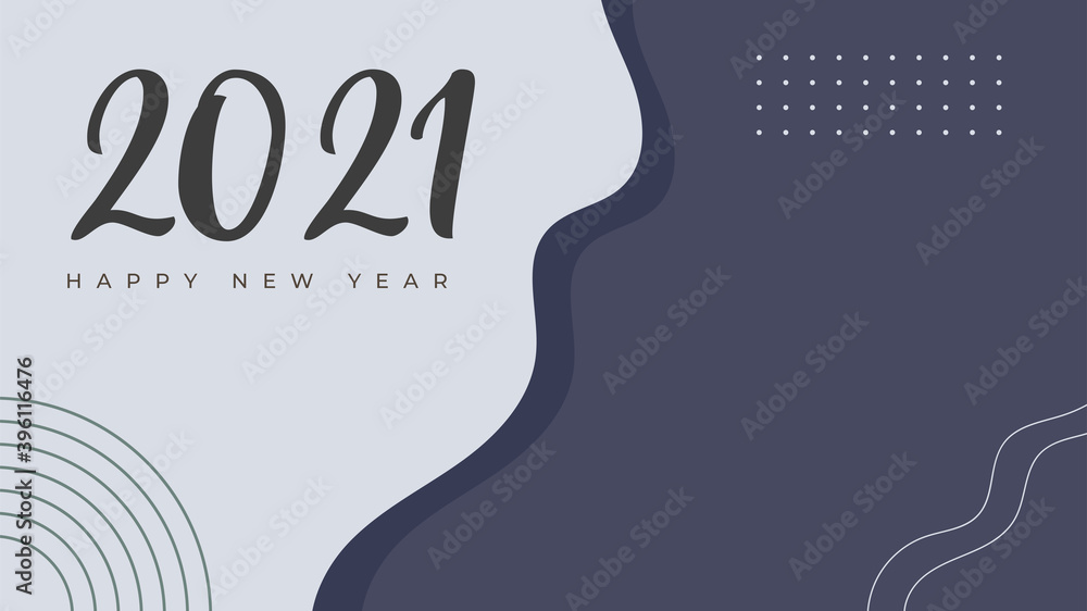 Poster happy new year 2021 cover with modern geometric abstract background in retro style. happy new year g