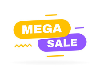 Mega sale banner design with geometric elements. Banners template design for business, promotion, sale and advertising. Vector illustration