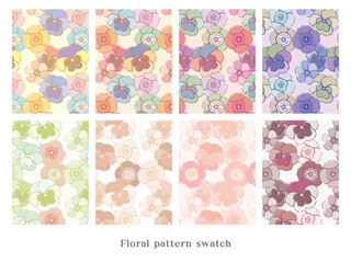 花柄のパターンセット-Floral pattern swatch