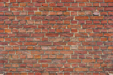 Real vintage Bumpy, rough and old brick texture with imperfect, dilapidate, impair, corroded and defective English brick bond pattern.