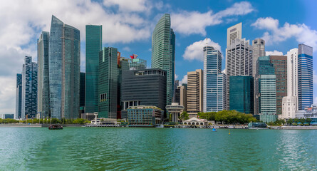 Fototapeta na wymiar A panorama view of the financial district of Singapore, Asia