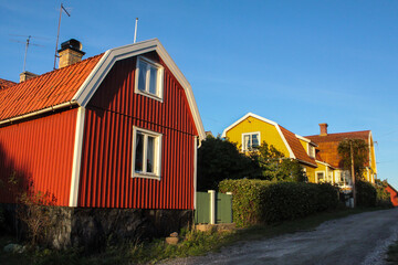 Red cottages on the island Harstena in Sweden, principally known for the seal hunting that was once carried out there. It is now a tourist attraction.