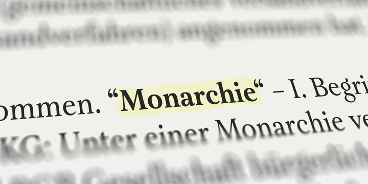 Monarchie im Buch mit Textmarker markiert