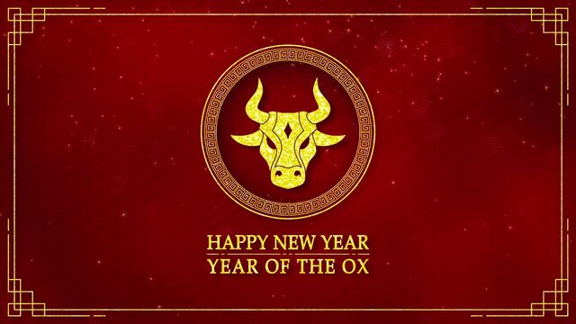 Motion graphic of golden ox with chinese new year and year of the Ox 2021 as a new year of china festival seamless loop video