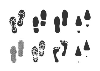 Sole print, great design for any purposes. Flat design vector. Black outline icon. Silhouette icon. Black background. Footprint sign.