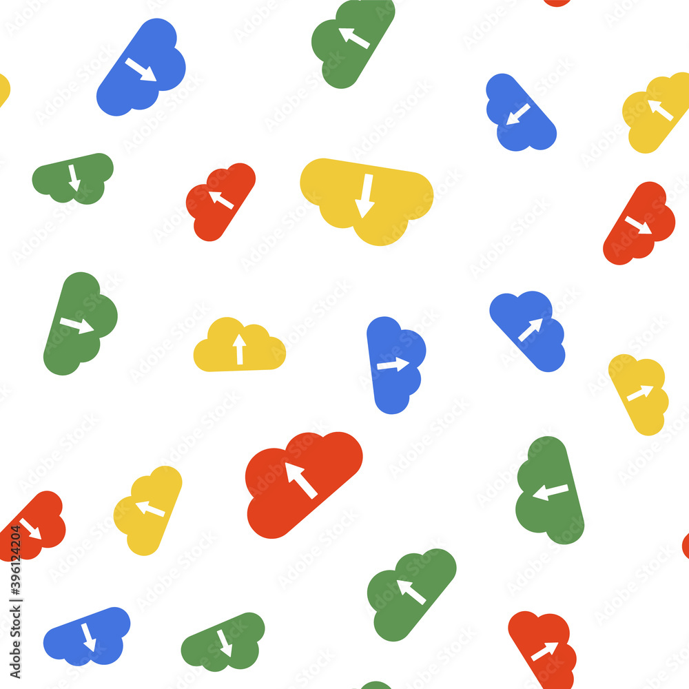 Aufkleber color cloud upload icon isolated seamless pattern on white background. vector.