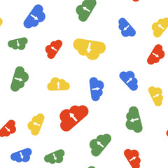 Color Cloud upload icon isolated seamless pattern on white background. Vector.