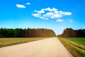Fototapeta na wymiar View of a rural country road on a clear day.