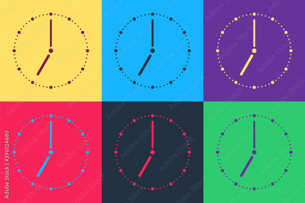 Poster pop art clock icon isolated on color background. time symbol. vector.