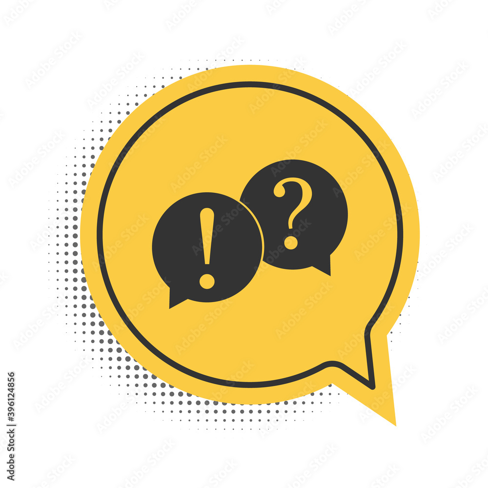 Aufkleber black speech bubbles with question and exclamation marks icon isolated on white background. faq sign