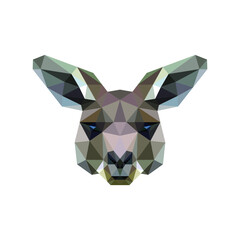 Kangaroo animal low poly geometric polygonal triangle logo design template