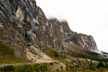 Beautiful view of Italian mountains on a sunny clear day, Dolomites.