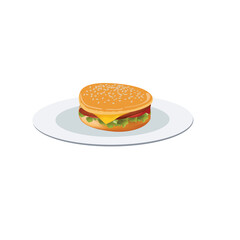 burger fast food on the plate vector illustration