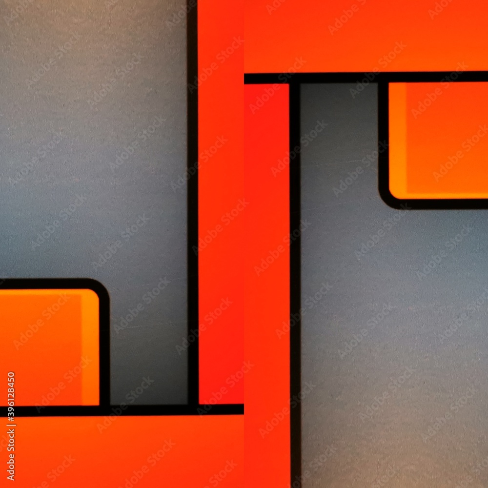 Aufkleber brightly red and orange coloured rectangular blocks on a grey background patterns and designs