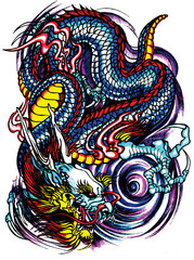 Japanese style colorful dragon 