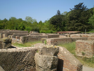 Fototapeta premium Ruins of ancient city in Ostia Antica in Italy