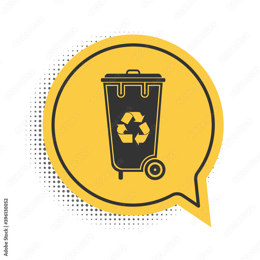 Poster black recycle bin with recycle symbol icon isolated on white background. trash can icon. garbage bin