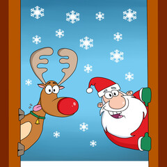 Santa Claus and reindeer