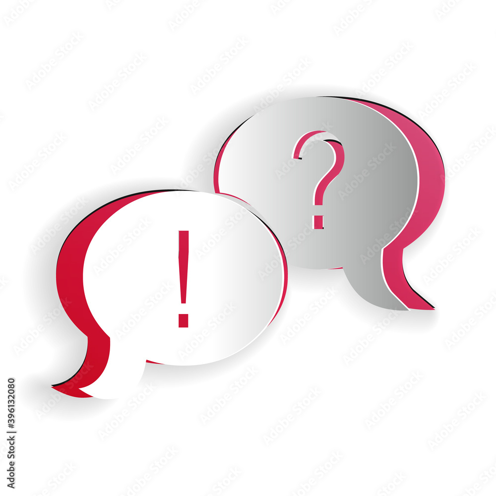 Aufkleber paper cut speech bubbles with question and exclamation marks icon isolated on white background. faq 