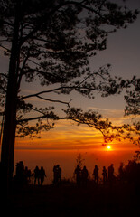 Sunrise at the Phu Kradueng National Park in Thailand.