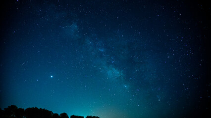 Fototapeta na wymiar Milky way blue sky