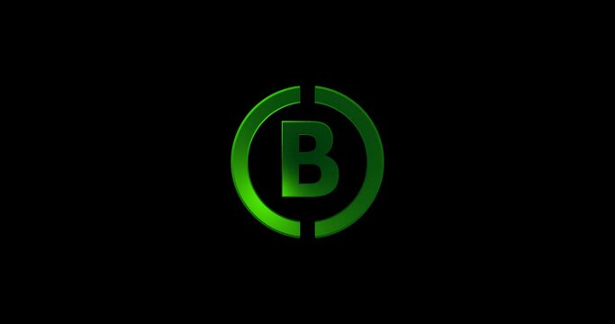 Green color Letter B Company logo animate in black background 4k footage video